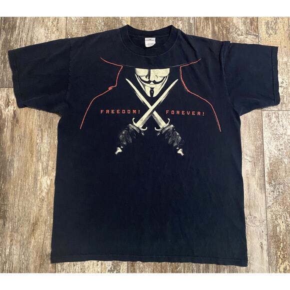 Vintage 2006 V For Vendetta Movie Promo T-Shirt Fawkes Freedom Forever Size  L